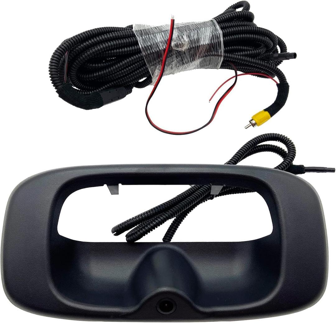 Tailgate Handle Bezel with Rear View Camera Backup Camera Compatible with 1999-2007 Silverado/Sierra 1500 2500 3500 Matte Black 15228541