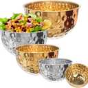 Gold Mixing Bowls Set of 5, Stainless Steel Mixing Bowls, Metal Nesting Salad Bowls Kitchen Food Storage Containers for Cooking, Baking, Prepping Christmas Serving, No Lids, 1.6/2/3.2/4.2/4.9 QT (Multicolor)