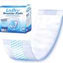 LivDry Incontinence Booster Pads, Use with Adult Diapers for Women and Men, Extra Comfort Softness, Disposable Pad (20 Count, Regular Length) (Pack of 2)
