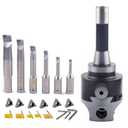R8 Boring Head 2Inch and 1/2 Shank Boring Bar 6pcs Set (Inserts Included) 1/2" - 4" (R8-2INCH)