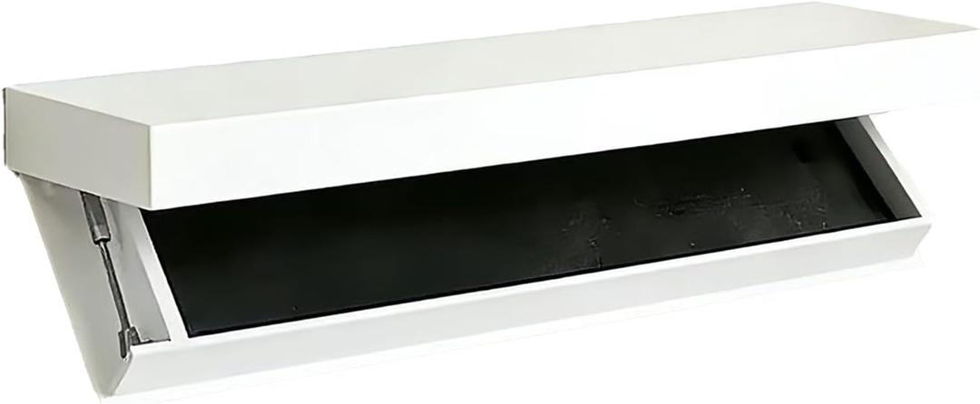Magic Flap Hidden Shelf with Secret Compartment, Wall Mounted Floating Shelf with Concealed Storage Drawer, Hidden Compartment Shelf for Home Office Living Room, White