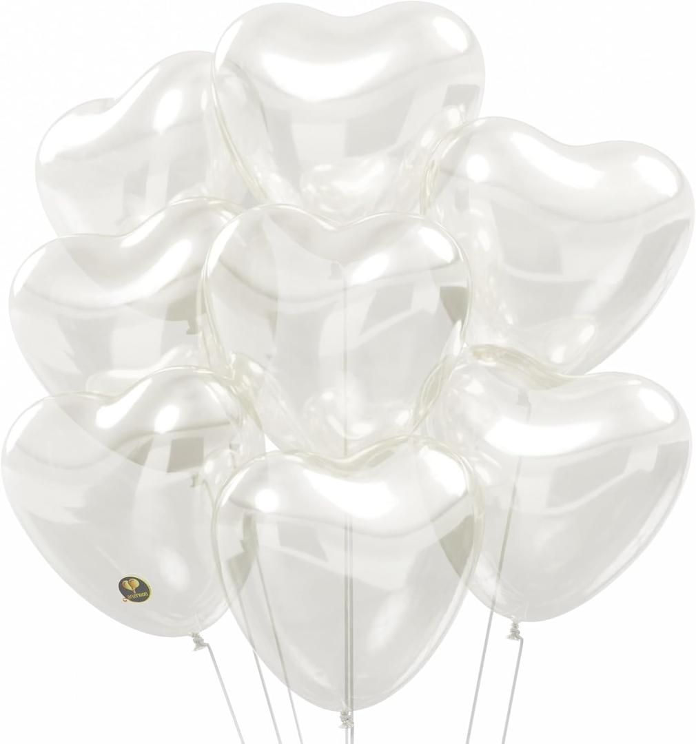 White Latex Balloons Heart Shaped