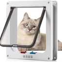 Sailnovo Cat Door Flap X-Large(Outer Size 11" x 9.8"), 4-Way Locking Cat Flap for Interior Exterior Doors, Weatherproof Pet Door for Cat/Doggie (Circumference < 24.8", Weight < 27.54 lb) White