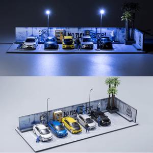 Display Case for Hot Wheels,1/64 Diorama Display Case, Graffiti Scene with LED, Display for 1/64 Diorama Matchbox & Hot Wheels Cars