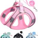 SOLMOONY Dog Harness for Small Medium Dogs No Pull, Puppy Harness and Leash Set, Puppy Harness for Small Dogs, Step in Harness for Small Dogs, Small Dog Harness, Mesh Dog Harness. (Pink, M) JJSS032