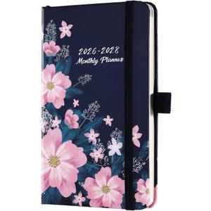 2026-2028 Pocket Calendar - 3 Year Monthly Planner from January 2026 - December 2028, 6.3" x 3.8", 2026-2028 MonthlyPlanner with 61 Notes Pages, Inner Pocket, Pen Loop, Elastic Closure