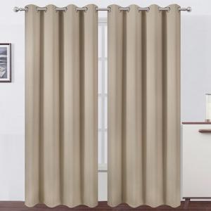 LEMOMO Blackout Curtains 66 x 95 inch/Khaki Curtains Set of 2 Panels/Thermal Insulated Room Darkening Bedroom Curtains