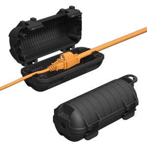 2 Pack Extension Cord Cover Outdoor, Cord Connector Protector IP54 Water-Resistant with 4 Detachable Latch, Indoor Outdoor Electrical Safety Box for Garden, Power Tool, Holiday Decoration Light, Black