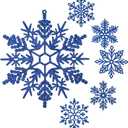 Sratte Large Glitter Snowflakes Ornaments 12" Plastic Giant Winter Christmas Hanging Decor Oversized Snowflakes Ornaments for Indoor Outdoor(Dark Blue,24 Pack)