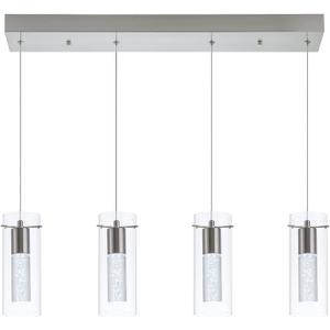 Leadtek Pendant Light fixtures, Integrated 4-Light Pendant Lighting with Brushed Nickel Finish, Preminum Screwed Crystal Bubble Island Lights for Kitchen Restaurant, Dining Room(6000K Dimmable)
