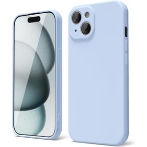 oakxco for iPhone 15 Phone Case Liquid Silicone, Cute Thin Slim Grip Soft Rubber Gel for Women Men, Smooth Matte TPU Plain Solid Color Girly Simple Case with Camera Cover Protection, Light Blue