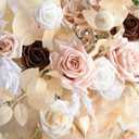 Ling's moment 2PCS White & Beige Artificial Floral Swags Centerpieces,Ivory Wedding Flower Garland Greenery Arrangements for Sweetheart/Head Table Decor Wall Arch Home Garden Decor