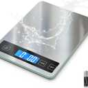 Food Scale, 15kg/33lb Digital Kitchen Scale with Stainless Steel & Tempered Glass, 1g / 0.05oz Precise Graduation, Waterproof and Sturdy Surface, for Cooking, Baking, Weight Loss, Meal Prep (Non-Rechargeable)