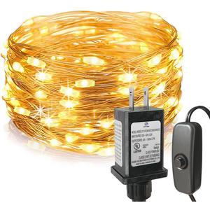 Fairy Lights Plug in,33Ft 100 LEDs Copper Lights Warm White,Christmas Lights Indoor Outdoor,Led Fairy String Lights for Bedroom Party Wedding Patio Christmas Tree Decoration