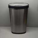 NINESTARS DZT-50-13R Automatic Touchless Infrared Motion Sensor Trash Can/Recycler, 13 Gal 50L, Stainless Steel Base (Oval, Black/Silver Lid)
