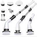 LABIGO Electric Spin Scrubber LA1 Pro, Cordless Spin Scrubber with 4 Replaceable Brush Heads and Adjustable Size Extension Handle Power Full Cleaning Brush for Bathroom Floor (Deep Black)