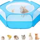 XIRGS Small Animal Playpen, Pet Playpen for Cat/Rabbit/Hamster/Guinea Pig/Bunny/Ferret/Kitten Toys Chick Brooder Box Cage Tent Pop Up Play Pen with Cover, Portable Play Yard Indoor Outdoor Waterproof (Blue)