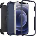 Saiboro for iPhone 12 Belt Clip Case Holster,for iPhone 12 Case with Stand,for iPhone12 Defender Case Anti-Drop,2 Layers of Sturdy for iPhoneCase 12,for Protective iPhone12Case Defender Belt Blue