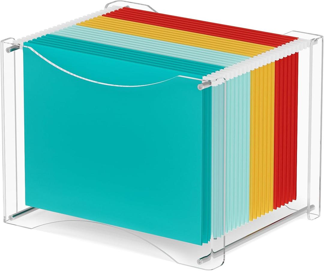 MaxGear Modern Acrylic Hanging File Organizer, Large (13.3 x 10.9 x 9.9 inches), Clear, Office Products