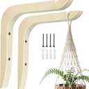 Wooden Plants Hanger, Plant Hangers Indoor Wall Mount, 8.58-Inch Hanging Plant Hooks For Wall, Basket Hooks for Lanterns, Flower Bracket, Wind Chimes, Lamp, Bird Feeders, Patio Decor(wood color 2PCS)