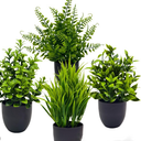 Indoor Decor,Fake Plant Set,Assorted Artificial Foliage,Realistic Plastic Greenery For Home And Office Decoration(Green)