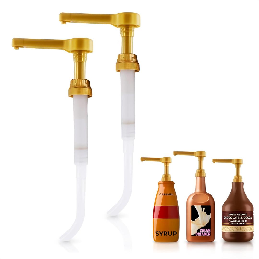 2 Pcs Sauce Pump Dispenser  Compatible with Torani, Davinci (64oz), and Ghirardelli (87-90oz) Bottles | Pump for Coffee Syrup Bottle 0.5oz Each Press  Adjustable Long Tube & Lockable Design
