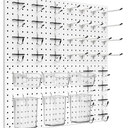 Daanxw Peg Board Kit, Includes Pegboard and Accessories,with Hooks and Bins,Peg Board Wall Organizer for Office,Ornaments Display,Crafts Organization (66, White)
