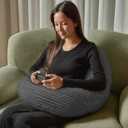 MIJIMO Gaming Crochet Pillow for Lap Support Lap Desk Pillow Setting in Bed or Sofa, U-Shaped Arm Pillows for Adults,Reading Pillow for Gaming, Working, Writing in Bed Couch Floor Grey