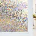 Haton Window Privacy Film, Stained Glass Rainbow Film Decorative Window Clings, Static Cling Sun Blocking Stickers Decals Coverings Tint for Home Heat Control, Non-Adhesive 23.6" x 78.7"