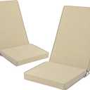 Adirondack Chair Cushions Set of 2 - Removable Covers, Water-Repellent & Fade-Resistant Faux Linen, Securing Straps, Non-Slip Bottom, Fit for Most Outdoor Adirondack & Rocking Chairs - Nature