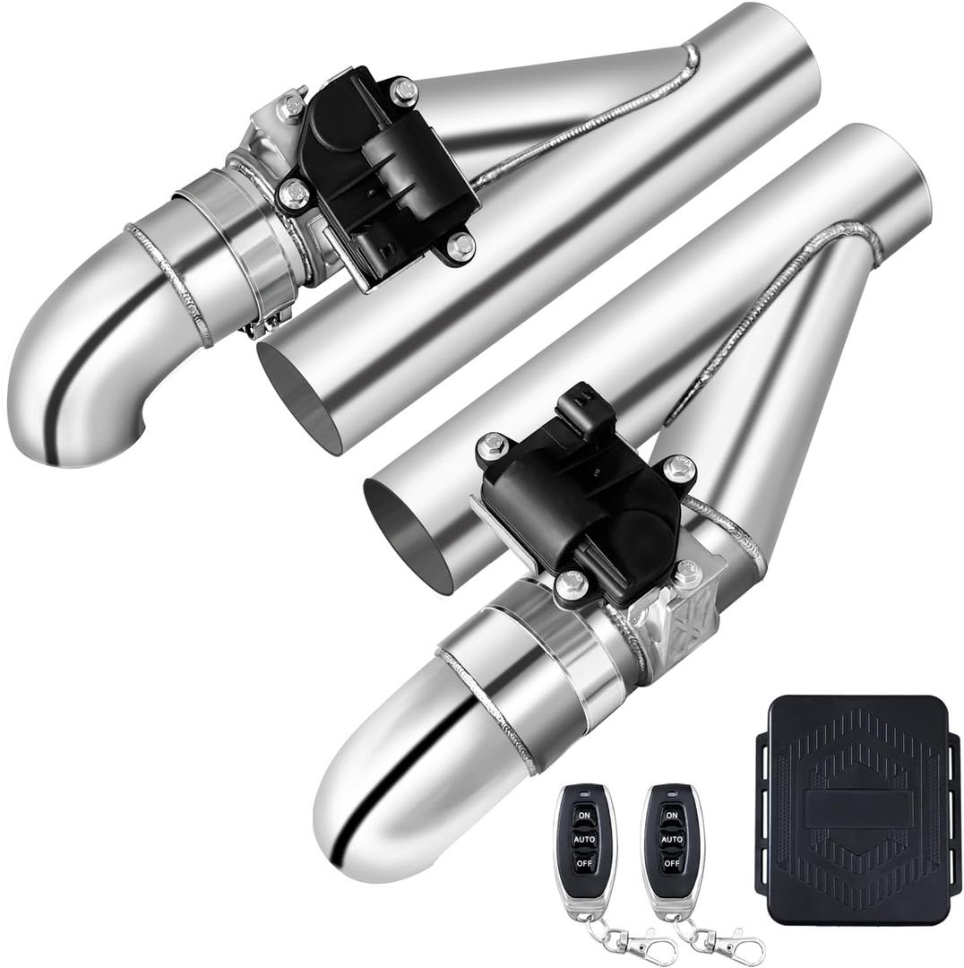 2 Inch Electric Exhaust Cutout with Elbow Valved Muffler Valvetronic Exhaust Valve Kit (2 pcs)