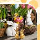 Wesiti 2 Pcs Easter Decorations Golden Bunny Figurines Set 4.5 Inch Ceramic Easter Rabbit Statue Vintage Bunny Figurine Gifts for Couples Home Office Table Decor Spring Party Supplies (Large)