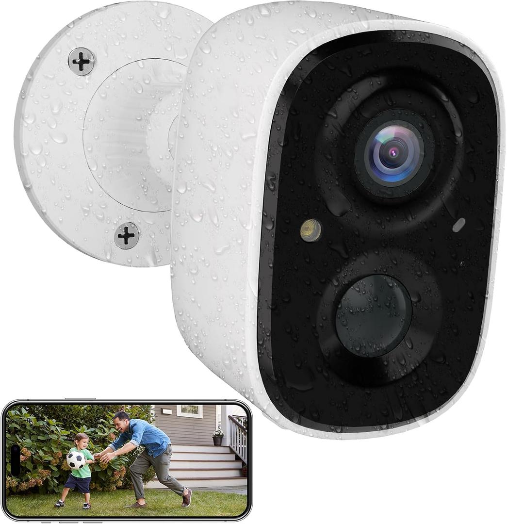 Camii 2K HD Security Cameras Outdoor 2K Wireless Camera with Battery Powered 2.4g WiFi Security HD Camera for Indoor/Outdoor Color Night Vision 2-Way Talk IP65 Waterproof, SD Card/Cloud Storage