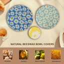 Reusable Bowl Covers for Bread Proofing - Beeswax Bowl Covers Reusable 3 Set, Cotton Blend Stretch Design, Fits 4-13 Inch Bowls, Shower Caps for Sourdough Bread, Dough Proofing & Food Storage(Daisy)