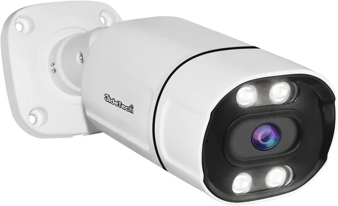 JideTech 5MP PoE Bullet IP Camera Outdoor with 2 Way Audio, 3.6mm Lens IP Security Camera Indoor, 120ft Color Night Vision, Humanoid/Vehicle Detection, for Hikvision Onvif, Up to 512GB microSD Card