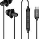 Hearprotek Sleep Earbuds, USB C Earphones Headphones with Microphone-Silicone Noise Isolation Type C Earbuds Sleep Buds for Android Phone, Ideal for Sleeping, snoring, Relaxation, Air Travel (Black)