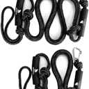 Obcursco Bungee Dock Lines for Boat, Docking Rope with 316 Stainless Steel Clips, Accessories for Jet Ski, PWC, SeaDoo, Yamaha WaveRunner, Marine, Kayak, Pontoon, Sets of Two(4ft & 6ft) (Black)