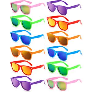Party Sunglasses Bulk - Adult Retro Plastic Pack of 12 Vintage Sunglasses for Men Women - Party Favors (Multicolor Frames With Multicolor Lenses-1)