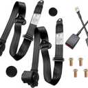 2 Pack 3 pt Pads Adjustable Retractable Straps Cover Universal Replacement Set for Golf Cart Go Kart,Club Golf Cart,Minivan Van,SUV,UTV, VR,Pickup,Truck for Modification Seatbelt Protective Covers Kit (Black)