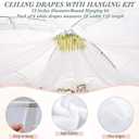 Breling 5ft x 10ft 6 Panels 24 Inches Wedding Ceiling Drapes Hanging Kit with Drapery- Ceiling Hoop with Curtains White Wedding Chiffon Fabric, for Weddings Bedroom Parties, 18.1"W x 18.1"L