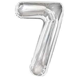 7 Balloon, Silver Number Balloon 40 Inch for Birthday Decorations, 7 Large Foil Balloon Numbers, 7th Mylar Giant Birthday Balloon for Boy Girls Women Men