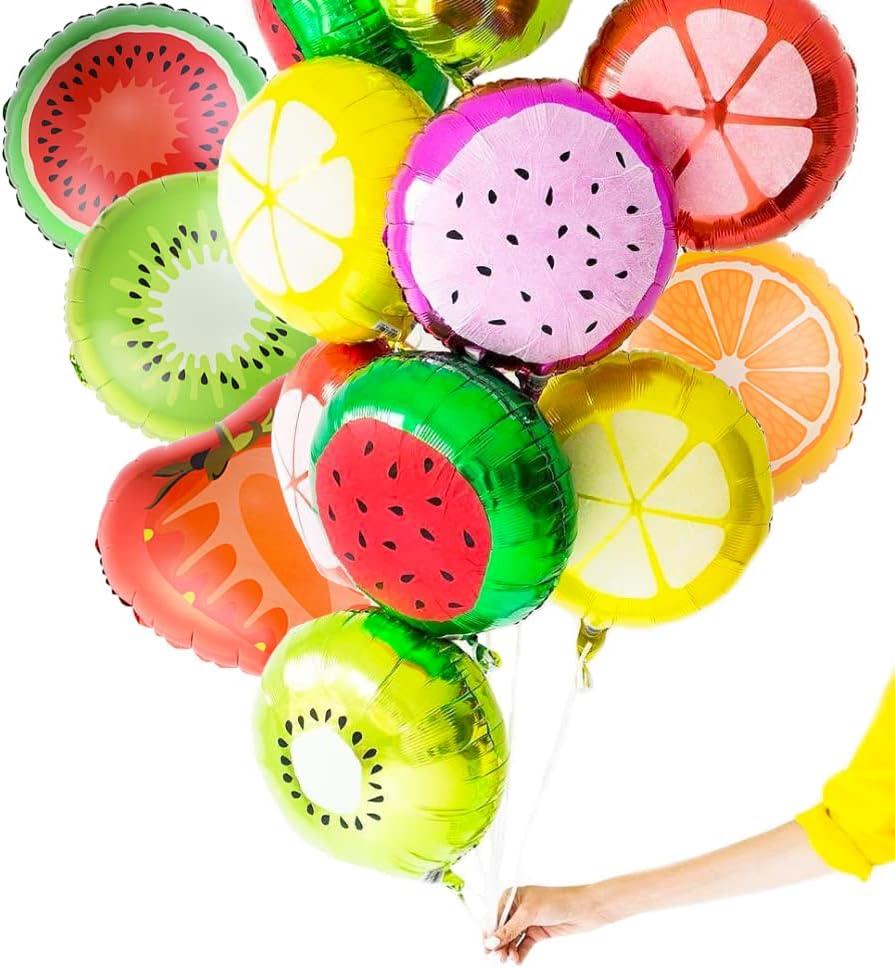 Simple polymer 18" Fruit Balloons, Pack of 24: Watermelon, Carambola, Kiwi, Dragon Fruit, Orange, Strawberry - Unisex-Kids, Children's Party Decoration