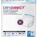 Dry Direct Super Overnight Underwear, Soft Cloth-Like Adult Diapers, Overnight Disposable Incontinence Protection - Large (Pack of 14)