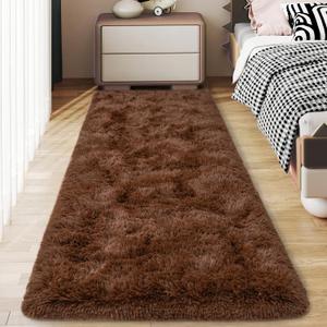 Soft Runner Rugs for Bedroom Hallways, 2x5 Brown Fluffy Shag Throw Area Rug Non Slip for Bedside Dorm, Long Shaggy Furry Carpet for Nursery Living Room