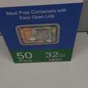 50 Pack (100-Piece) 32 oz Meal Prep Containers Reusable with Easy Open Lids, Sturdy Leakproof Food Safe, Microwave Freezer Dishwasher Safe, To Go Take Out Plastic Food Storage Pans with Lids, Black