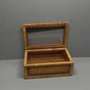 Creative Co-Op Modern Decorative Rectangle Woven Rattan and Wood Display Boxes with Glass Top, Set of 2 Sizes, Natural Finish
