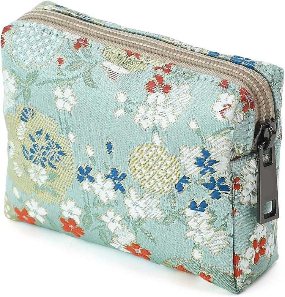 BBORGDC Floral Jacquard Makeup Bag for Women - Cute Portable Cosmetic Pouch, Toiletry Bag & Skincare Organizer with Zipper, Small Makeup Case for Travel Storage, Purses for Women Clearance