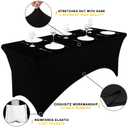 Smiry Spandex Table Cloth 4FT, Elastic Fitted Stretch Tablecloths, Washable and Wrinkle Free Rectangular Patio Table Cover for Outdoor, Wedding, Banquet & Parties (Black, 48Lx30Wx30H Inch)