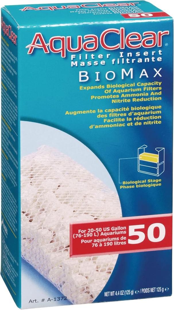 AquaClear BioMax Biological Material Remover Inserts  Replacement Chemical Filter Media for 50 Gallon Tank