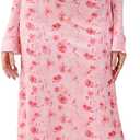 KUTUMAI Women Off Shoulder Bodycon Maxi Dress Long Sleeve Mesh Ruched Party Formal Wedding Guest Dresses (Small, Pinkfloral)